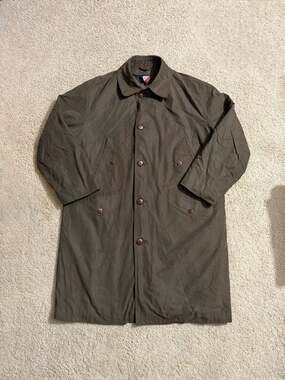 Vintage Tonino Lamborghini Italy Men's Green Cotton Blend Overcoat Mac Jacket Si